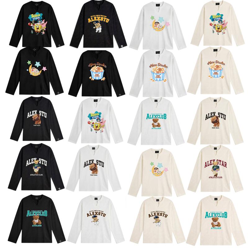 ( HÌNH MỚI) Áo thun tay dài A43 form boxy WAFFLE Longsleev in hình GẤU BST THU ĐÔNG 2026  unisex nam nữ style form rộng Alexmen   Menswear