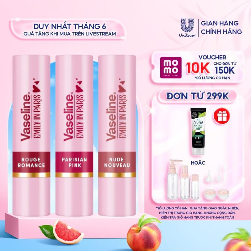 [Live] Son màu dưỡng môi Vaseline Emily In Paris Tinted Lip Balm 3g (tùy chọn)