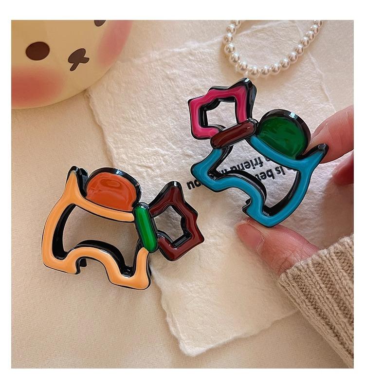 Product Introduction of Kẹp Tay Cầm Hình Chó, Thiết Kế Hoạt Hình Dễ Thương, Kẹp Tóc Tấm Thời Trang Đầu Sau Nữ, Kẹp Cá Mập Chặn Màu Lớn, Mũ Đội Đầu 23