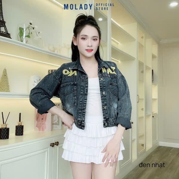 Áo Khoác Jean Nữ MOLADY K92 Thiết Kế Logo Thêu Nổi Có Túi Trong HOT Trendy Top Jacket Cotton 7