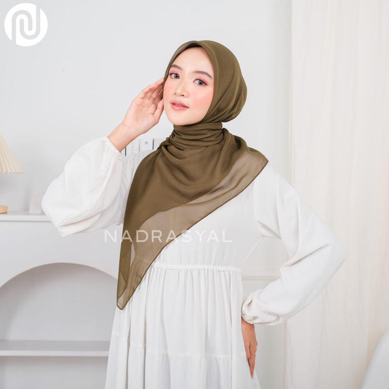 NADRASYAL - Plain Square Hijab Segiempat Polycotton Hijab Persegi Wangi Bella Square (TANPA LABEL) Nyaman Muslim Kerudung Basic 4