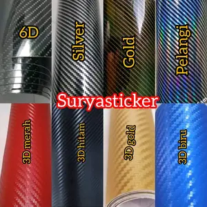 skotlet sticker motor carbon 3D 6D silver gold pelangi