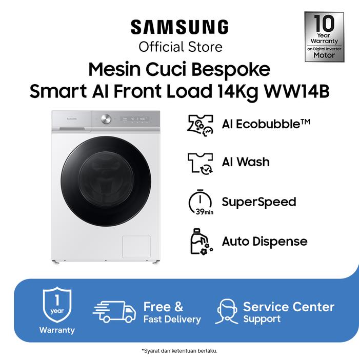 Gambar Samsung BESPOKE Mesin Cuci WW14B Front Load Washer 14Kg | AI Ecobubble |  QuickDrive  | WW14BB944DGHSE - WW14BB944DGHSE dari Samsung Official Store Kota Administrasi Jakarta Utara Tokopedia