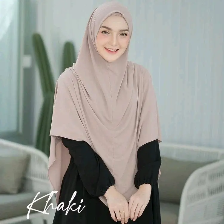 Hijab Jilbab Nadine XL Bahan Jersey hyget ekonomis bergo jilbab khimar syar'i jumbo Kerudung Muslim Panjang Instan Syari 0