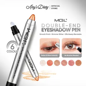 [BPOM] MGL Eyeshadow Crayon Glitter Bright Double-End Stick Eyeshadow Pen Make Up Mata Shimmer Pigmented