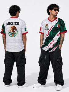 Camiseta de fútbol de México 2026 blanca, camiseta con patrón azteca, camiseta de orgullo mexicano, camiseta de fútbol, camiseta con escudo águila, ropa para aficionados de México