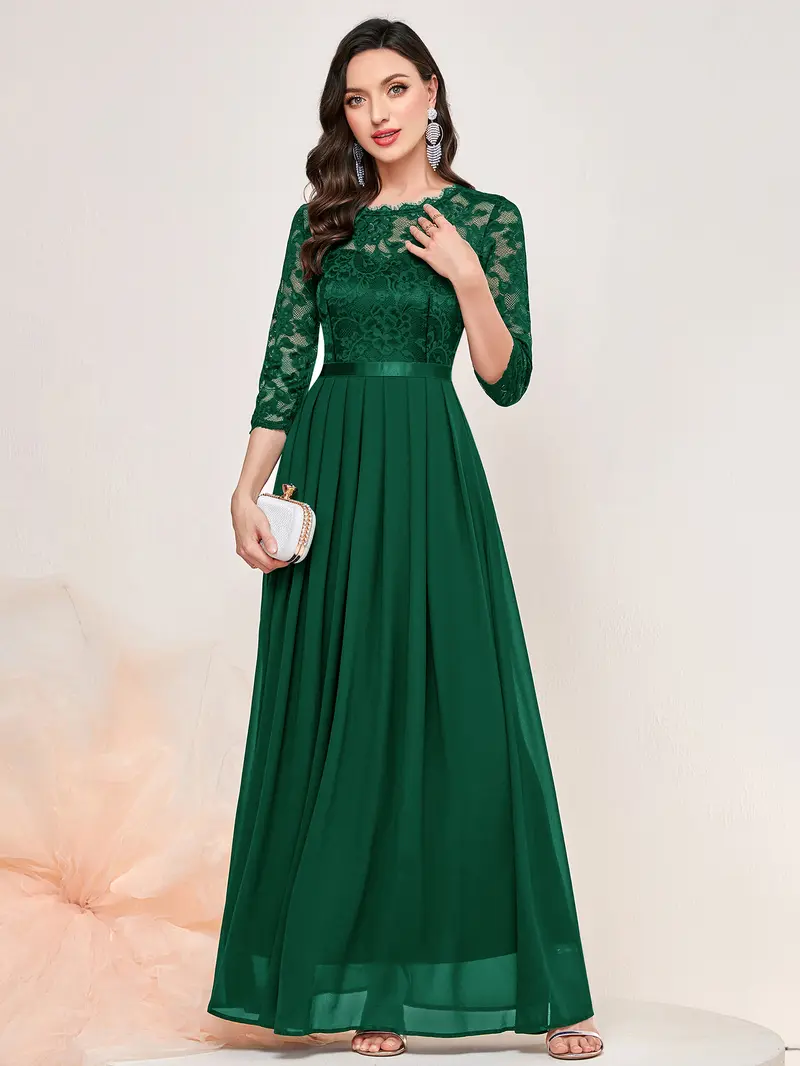 Bridesmaid Dress Green Lace Maxi Womens Elegant Sequin Lace V Neck Chiffon  Line Dress Temu Ukraine