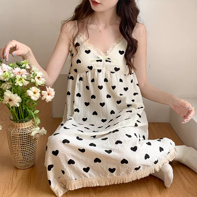 Bộ Đồ Mặc Ở Nhà Ren Mùa Hè, Dành Cho Nữ, Thiết Kế Dễ Thương, Phong Cách Ngọt Ngào Và Dáng Rộng Rãi, Thích Hợp Để Ngủ, Có Đệm Ngực, Hai Dây, Thích Hợp Cho Các Dịp Tại Nhà, Có Thể Mặc Làm Đồ Ngủ