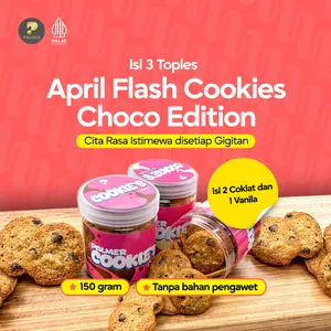 Isi 3 Toples April Flash 2 Coklat 1 Vanilla Cookies Palmer Bakery 150 gram