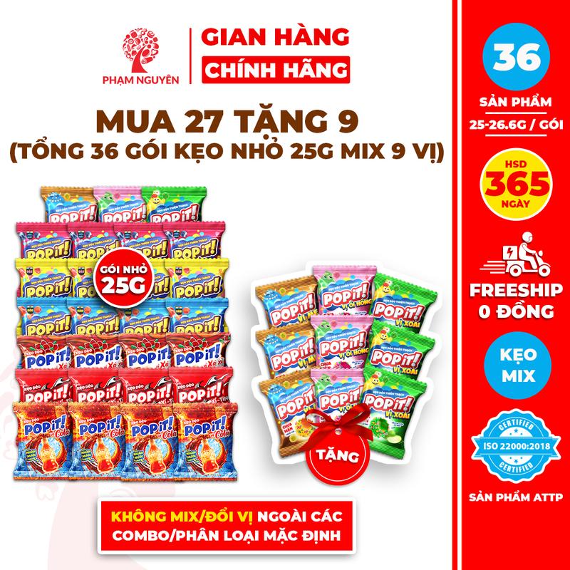   MUA 27 TẶNG 9  Tổng cộng 36 Gói Nhỏ Kẹo Dẻo Mix 9 vị Popit 25g | Kẹo Dẻo | Đồ ăn vặt | Snack Food | Sour Candy | Kẹo Chua 