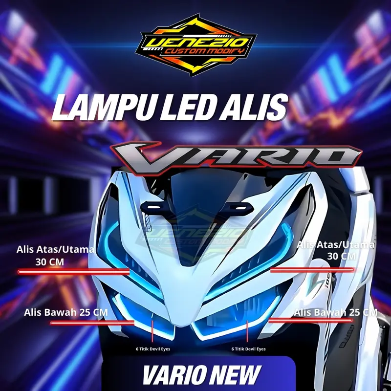 LAMPU ALIS DRL VARIO 125 dan 150 V 2 BONUS DEVIL EYES LAMPU SENJA DEPAN UTAMA LED VARIASI  INJEKSI Asli Foto 1