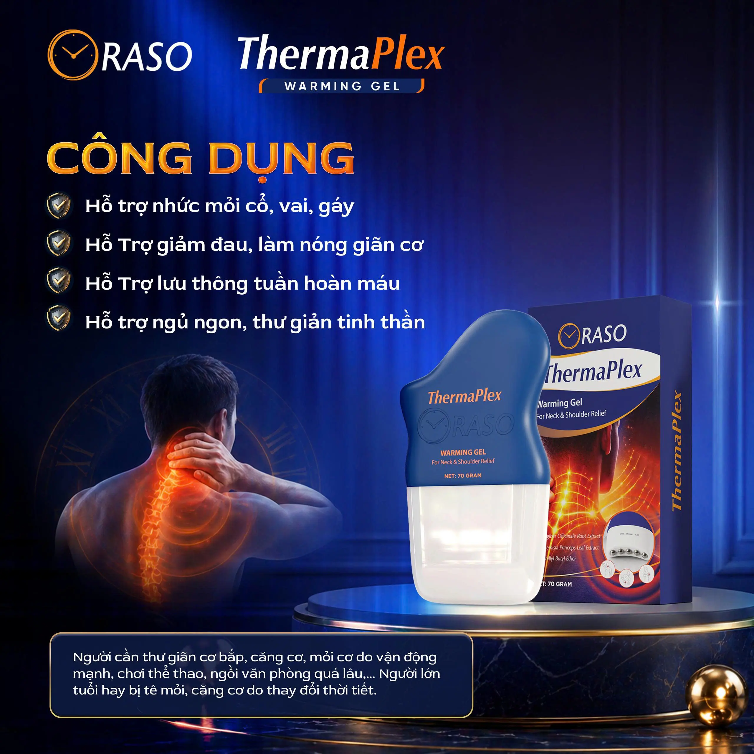 [A1] Thanh Bi Lăn Oraso – ThermaPlex (70ml) Hỗ Trợ Giảm Triệu Chứng Đau Lưng, Cổ Vai Gáy, Hỗ Trợ Tê Bì Chân Tay, Làm Dịu Cảm Giác Nhức Mỏi & Căng Cơ