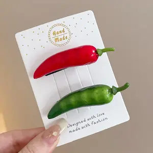 Hair Clips & Hair Pins Klip Poni Cabai Cantik - Aksesori Rambut Kreatif Terlaris untuk Wanita Elegan, Klip Samping Stylish