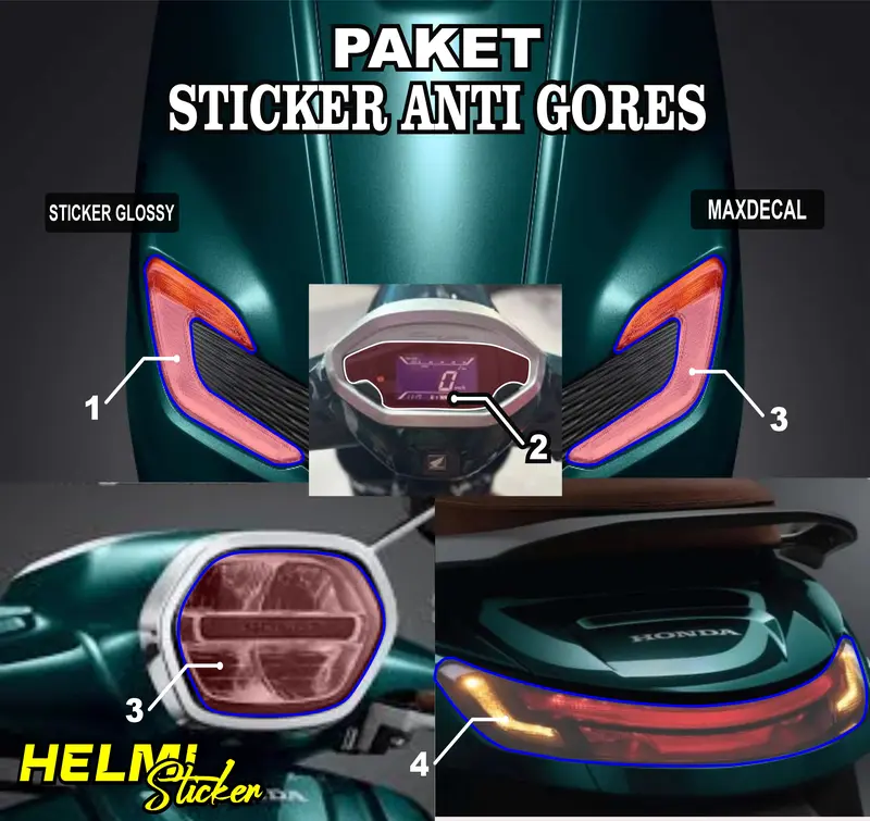 PAKET STICKER TRASPARAN MIKA HONDA STYLO 160 PELINDUNG MIKA ANTI GORES  SEN LAMPU STOP LAMPU DEPAN SPIDOMEETER ANTI GORES VARIASI STIKER Motorcycle 4