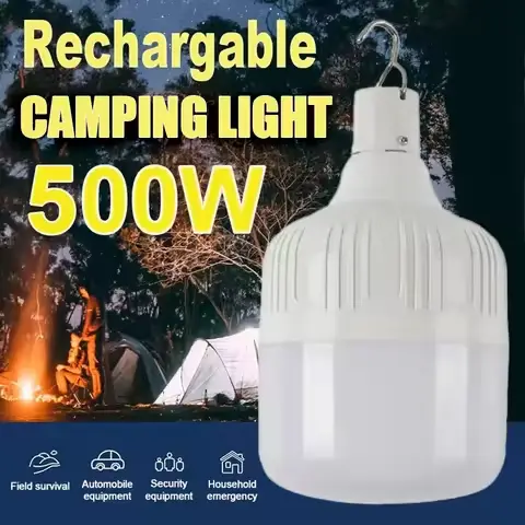 isi ulang daya USB lampu darurat LED rumah portabel luar ruangan lentera 500W lampu darurat bohlam lentera baterai BBQ lampu Kemah Bohlam LED Emergency rechargeable Lampu Tenda Camping Emergency Tahan Air lampu