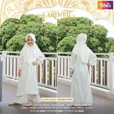 NIBRAS SARIMBIT GAMILA BROKEN WHITE Bahan Viscose mix Wave Crinkle By NIBRAS COUPLE KELUARGA RAYA 2