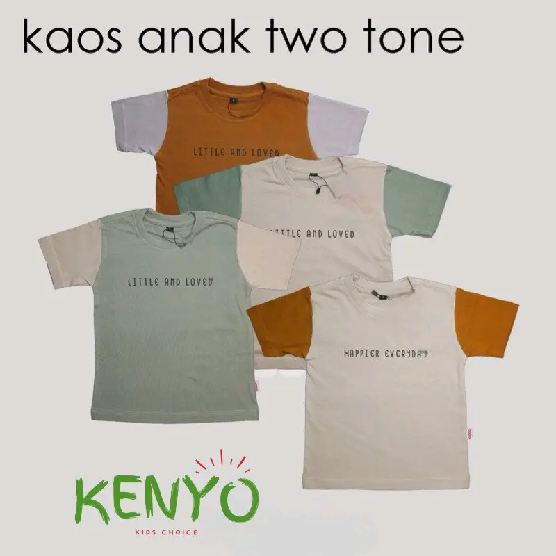 Kaos Anak Two Tone Baju Anak Laki-laki Perempuan 1-5 Tahun Cewek