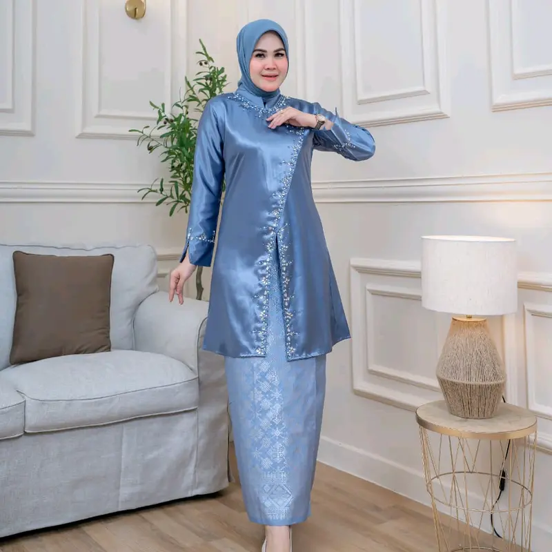 SETELAN TUNIK KAMARI PAYET MUTIARA PESTA WISUDA Formal Lembut Muslim 1