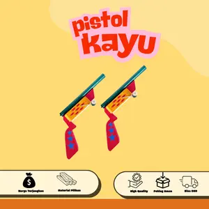 Pistol Mainan Kayu Anak – Bunyi Tek Tek Warna Menarik Mainan Edukatif anak