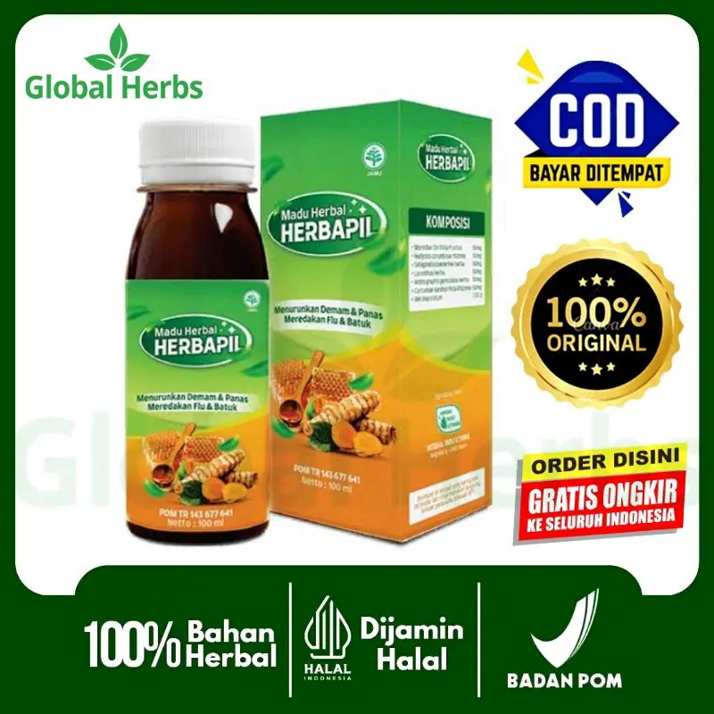 Madu Herbal HERBAPIL Obat Sinusitis dengan Reaksi 5x Lebih Cepat - Honey, Bahan, Syrup
