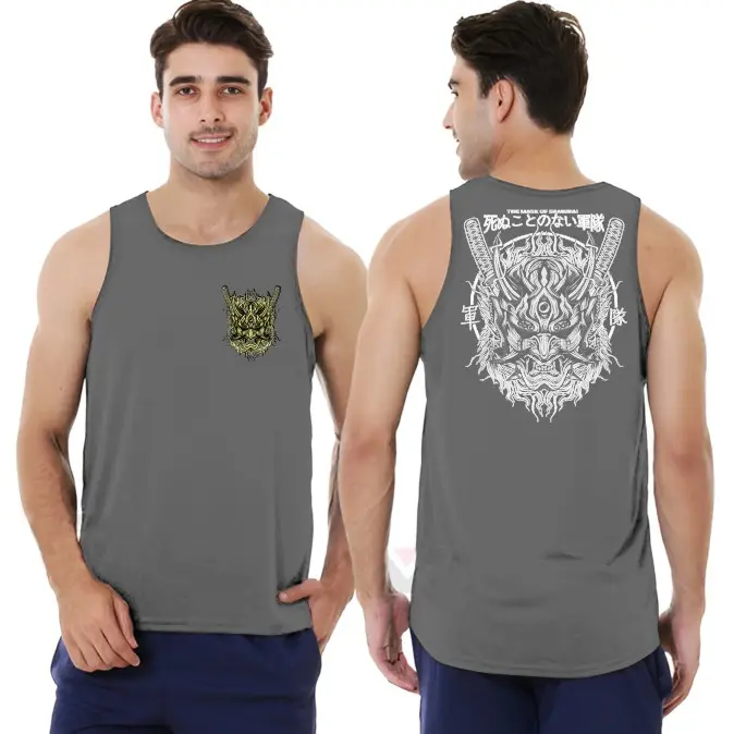 T-shirt Distro Baju SINGLET Distro Pria Keren / Kaos Distro Pria Singlet sablon Mask samurai / Baju Kaos Distro Murah 2