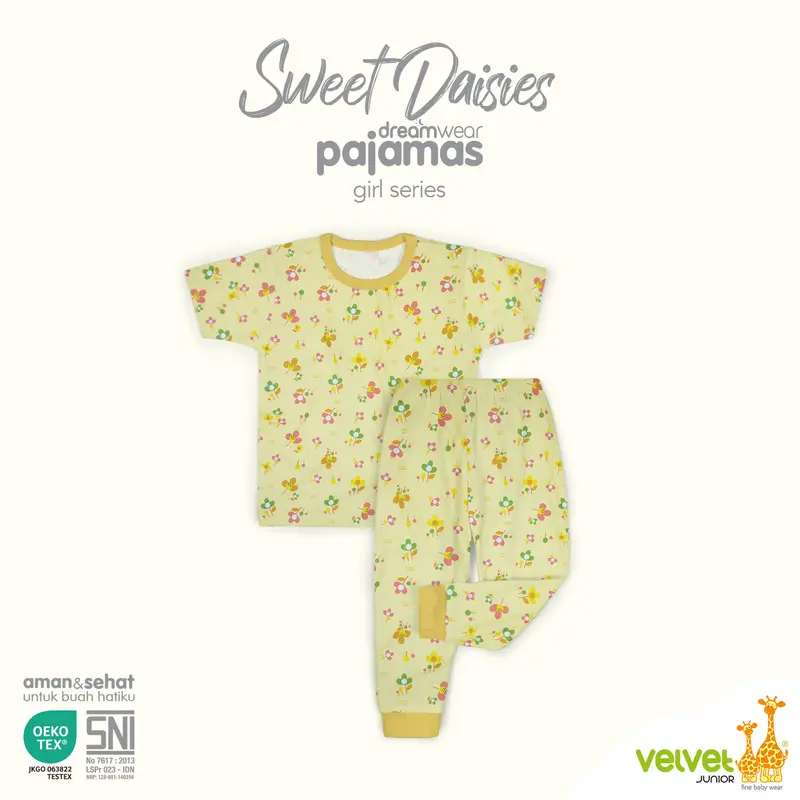 Velvet Junior Piyama Pendek Panjang Anak Perempuan DreamWear Girl - 3 STEL - Busy Bees, Sweet Daisies, Honeydwe 8