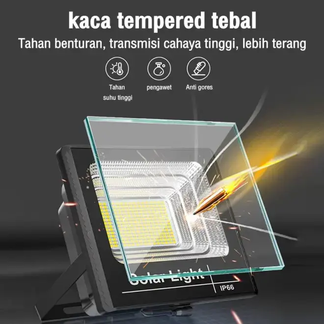 【Garansi 10 Tahun】Lampu sorot tenaga surya outdoor otomatis nyala 1200W lampu sorot LED Solar Cell Panel Surya gratis kabel 5 meter matahari jalan kendali jarak jauh 0 tagihan listrik selama 10 tahun Menerangi 200m2 Halaman dalam dan luar ruangan 2