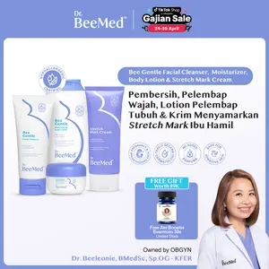 [4pcs Set] Dr.BeeMed Bee Gentle Facial Cleanser 60ml + Bee Gentle Balancing Moisturizer 20g + Bee Gentle Moisturizing Body Lotion 200g + Stretchmark Cream 100g | Bundle Ibu Hamil & Menyusui BPOM