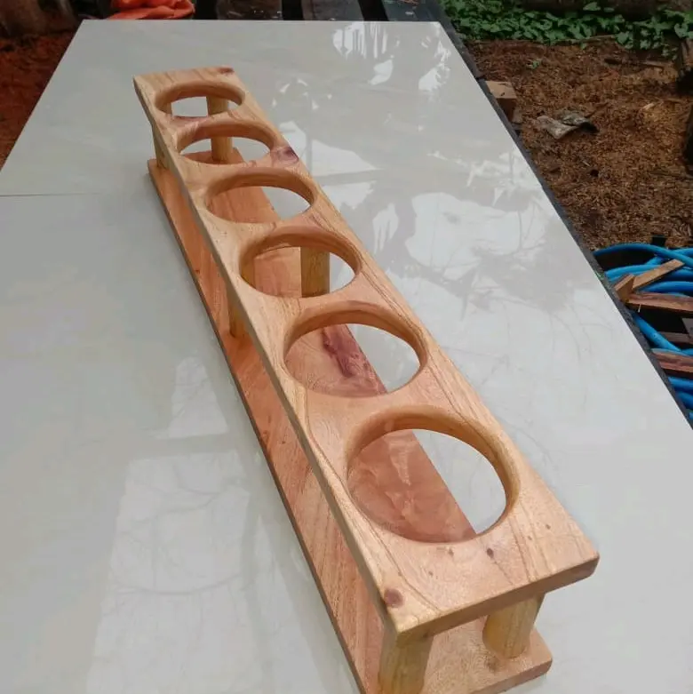 Rak Tempat Botol tingkat 8 lobang Diameter  Lobang 8 cm Alat Dapur Gelas Kayu 3