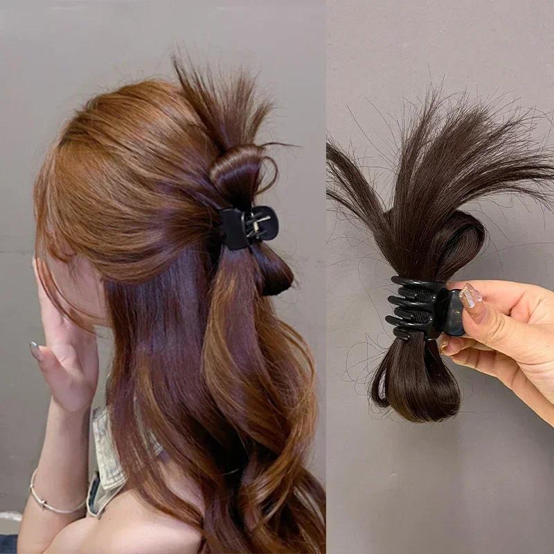 Product Introduction of Kẹp Tóc Giả Nửa Buộc, Dành Cho Nữ, Kẹp Tóc Càng Cua, Đầu Quả Cầu Lông Vũ Kiểu Tóc Búi Lười, Kẹp Càng Cua, Kẹp Tóc Tóc Đuôi Ngựa Cao, Phụ Kiện Women 0