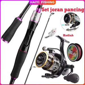 HAIYI FISHING Spinning Rod Set 1.65-2.1M Hollow Rod Set Drag Fishing Reel Set Max: 10kg Lengkap 2 Bagian 12BB 5.2:1 untuk Air Tawar