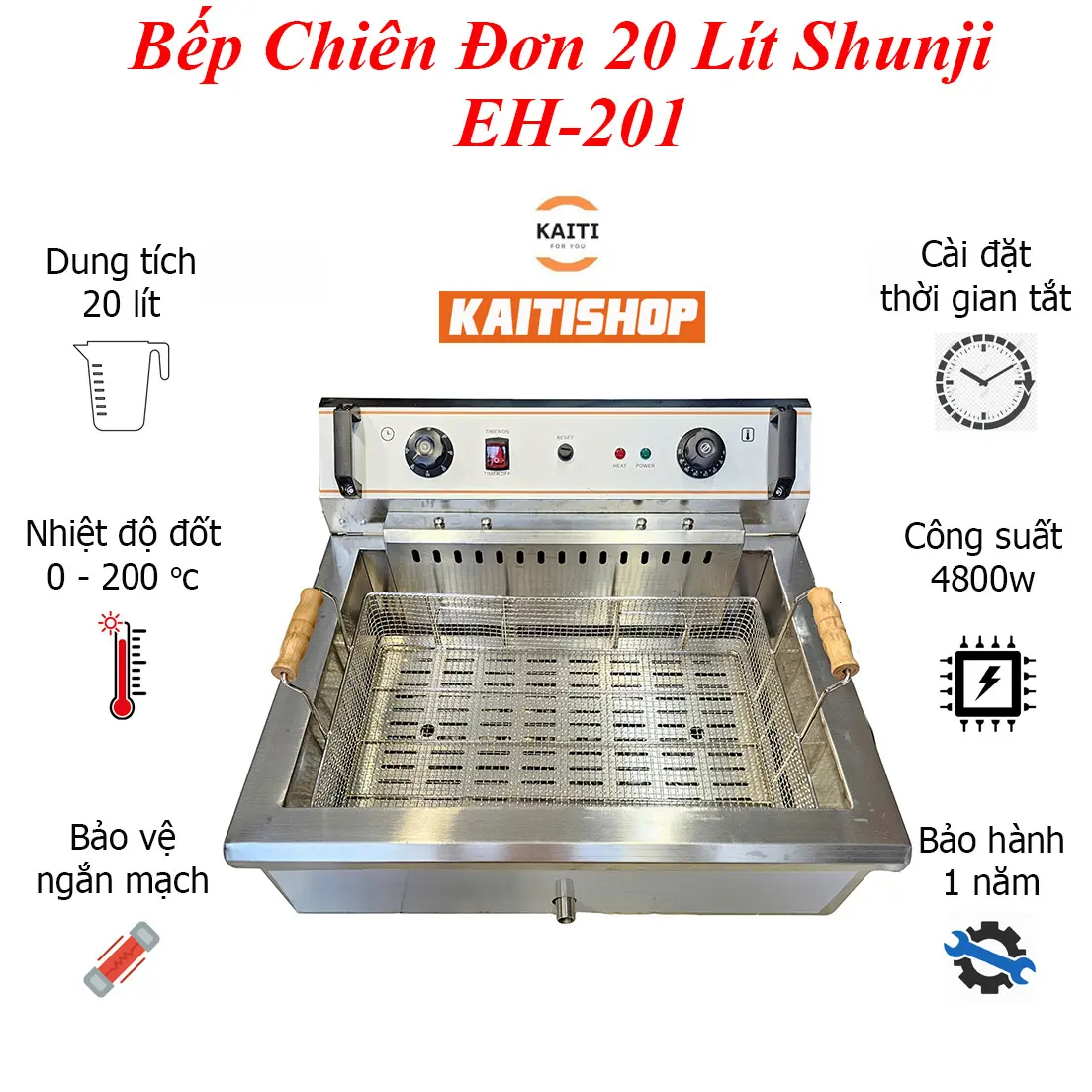 Bếp Chiên Nhúng 20 Lít Có Van Xã, Bếp Chiên Dầu 20 Lít