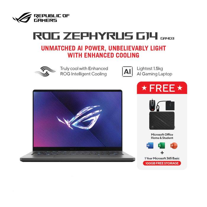 Gambar Asus ROG Zephyrus G14 GA403WM-R9N56OL6G-HM (AMD Ryzen AI 9-HX 370|RTX 5060|RAM 32GB|SSD 1TB|Win11|OHS24+365) dari megacom.id Kota Administrasi Jakarta Pusat Tokopedia