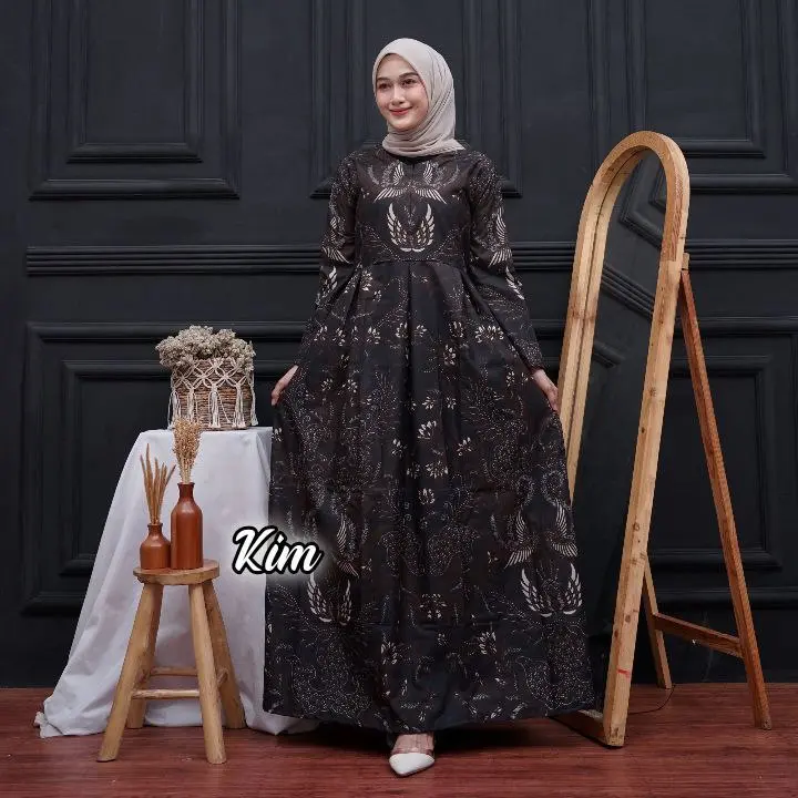 SET BATIK COUPLE GAMIS DAN KEMEJA JUMBO M L XL XXL  Setelan Sarimbit Keluarga Batik couple Pasangan Muslim 1 4