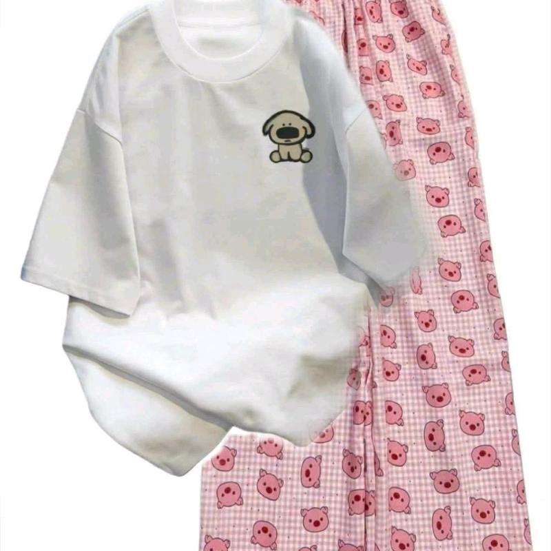 Tổng hợp các set bộ quần hoạt hình+ mix áo croptop trơn tăm lạnh - Thoải mái & thời trang 4