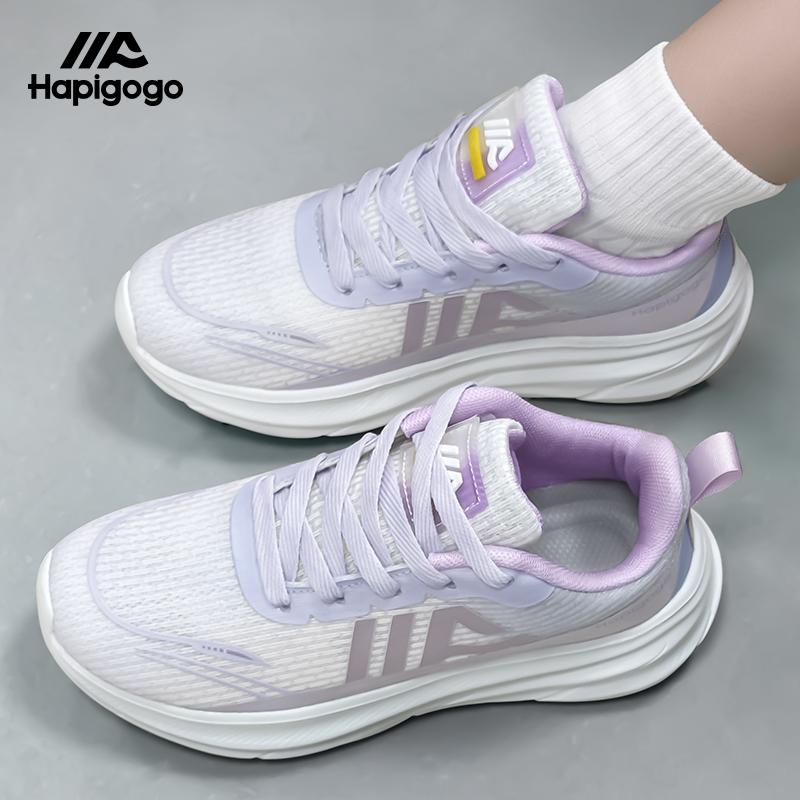 HAPIGOGO Sepatu Latihan Lari Wanita Tali Lavender Desain Sporty Tinggi Hak 1-3 cm Sol Antiselip Ringan Nyaman untuk Penggunaan Seharian outdoor Running Olahraga,sepatu running,sepatu running cewek