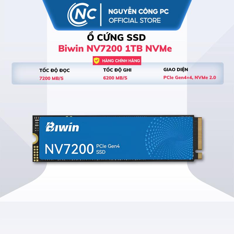 Ổ cứng SSD Biwin NV7200 1TB NVMe PCIe 4.0 x4 (M.2 2280) - BH 60 tháng