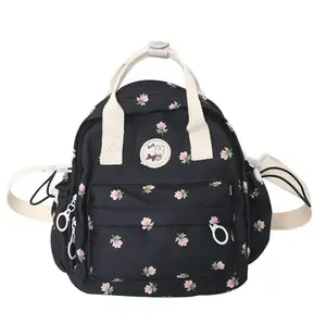 NGETOP -  Tas ransel mini Wanita Sekolah Warna Pink Biru Hitam Biru Bahan Kanvas Nylon  Backpack Perempuan Mini