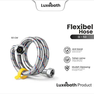 Selang Pipa Hose Sambungan Kran Shower Toilet Bahan Plastik PVC Ukuran 50cm G-53 Fleksibel Tebal Anti Karat untuk Shower Toilet dan Wastafel