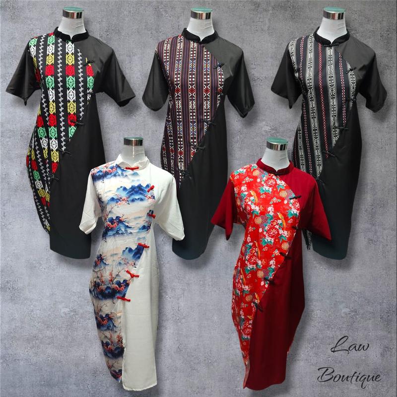 Cheongsam Midi Corak Borneo Sabah dan Floral - TikTok Shop Malaysia