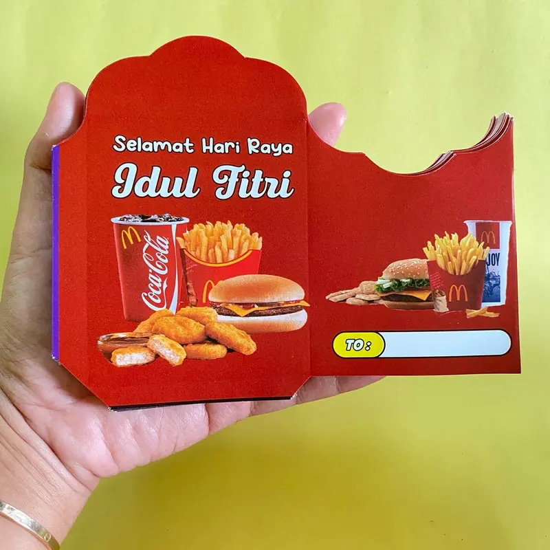 (-+1000) Amplop lebaran belum di lem motif snack unik bonus plastik bahan Paper Art Glossy 85 gram 7