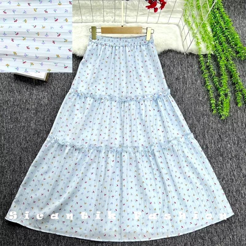 Rok Susun Korea Style Motif Bunga Kecil Cantik Kekinian 7