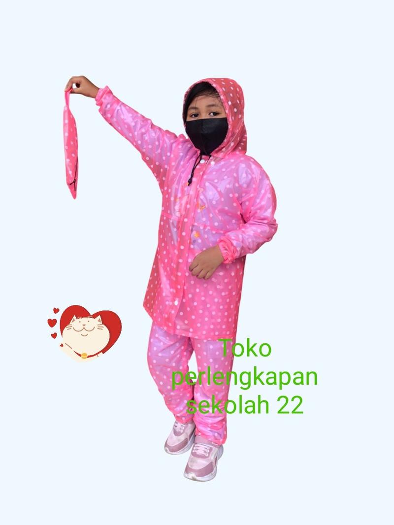 Product Introduction of jas hujan anak laki² dan perempuan usia 4 sampai 10thn motip pulkadot lucu tebal dan bagus 11
