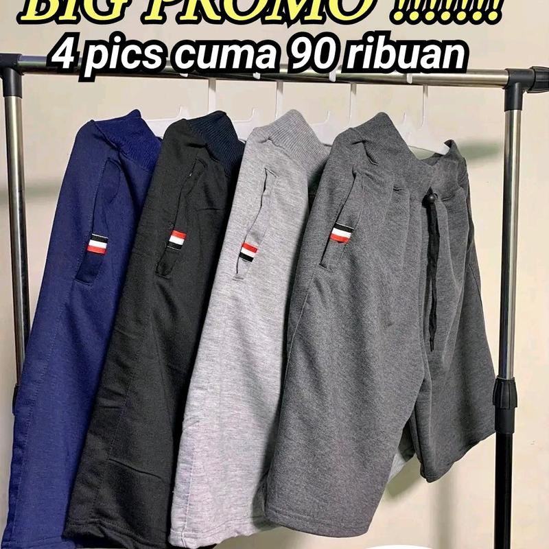 BIG PROMO 4 pcs 90 ribu celana pendek babytery saku resleting pria dewasa remaja Distro Cowok Jumbo Casual Santai Hitam nyaman keren Navy Muda Shorts Katun Kain Boxer Lembut Karet 0