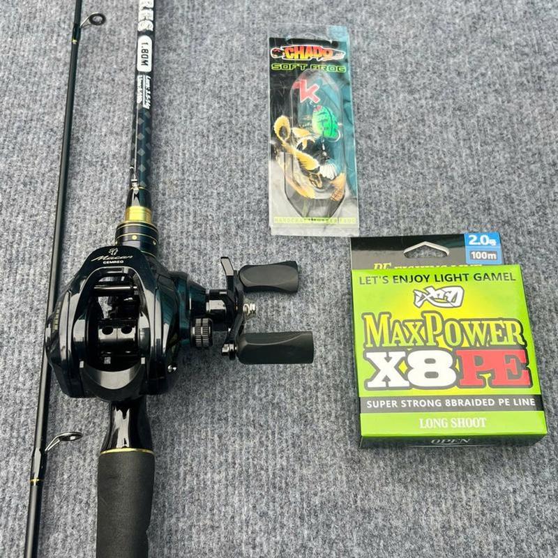  Combo Bộ Cần Câu Cá Lure Shimalo Ceres Với Máy Cemreo Kèm Nhái Hơi Chado + Dù Pe X8 Maxpower,Khóa link 