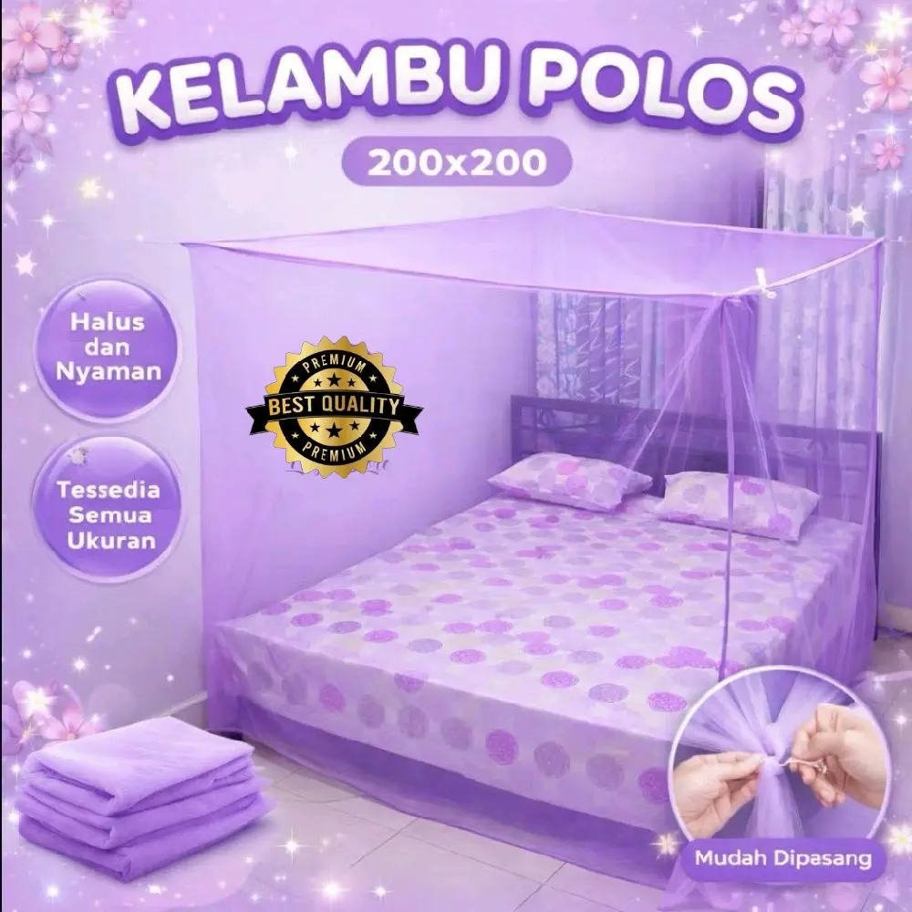 Vina Kelambu Tidur Lipat Ukuran 160×200 Pengantin Tahan Debu Flat Weave Kotak Putih untuk Tidur Nyaman