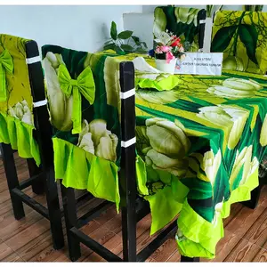 Set Sarung Kursi Taplak Meja Katun Tebal Motif Bunga