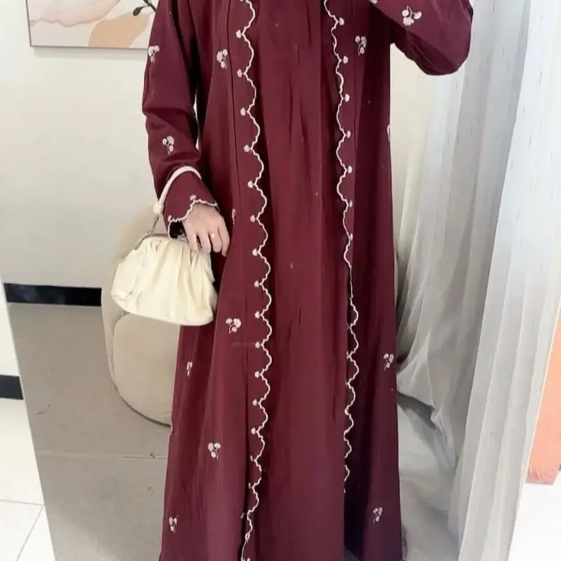 Aurora Abaya Turkey Premium Bahan Ceruty Baby Doll Full Furing Bordir Mewah Zipper Busui Friendly ABAYA DRESS WANITA 1