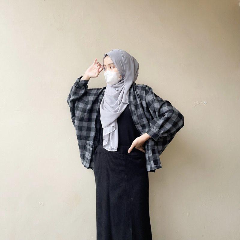 Outer Balon Flanel Outer Ballon Grid Oversize Cardigan 3