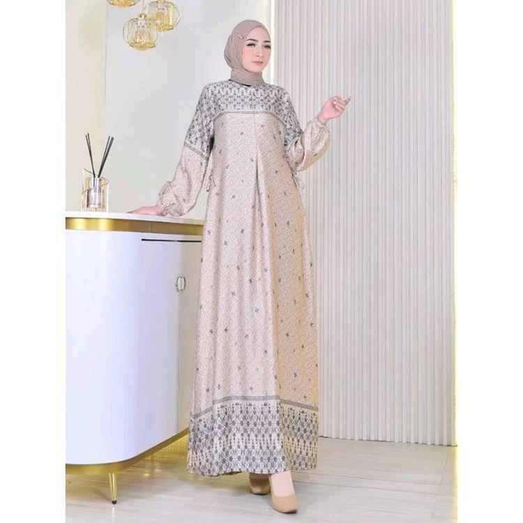 Gamis Silk Premium Pakaian muslimah Motif Terbaru Dress Silky Fashion Muslim Wanita baju syar'i mewah syari style Dewasa Remaja 3